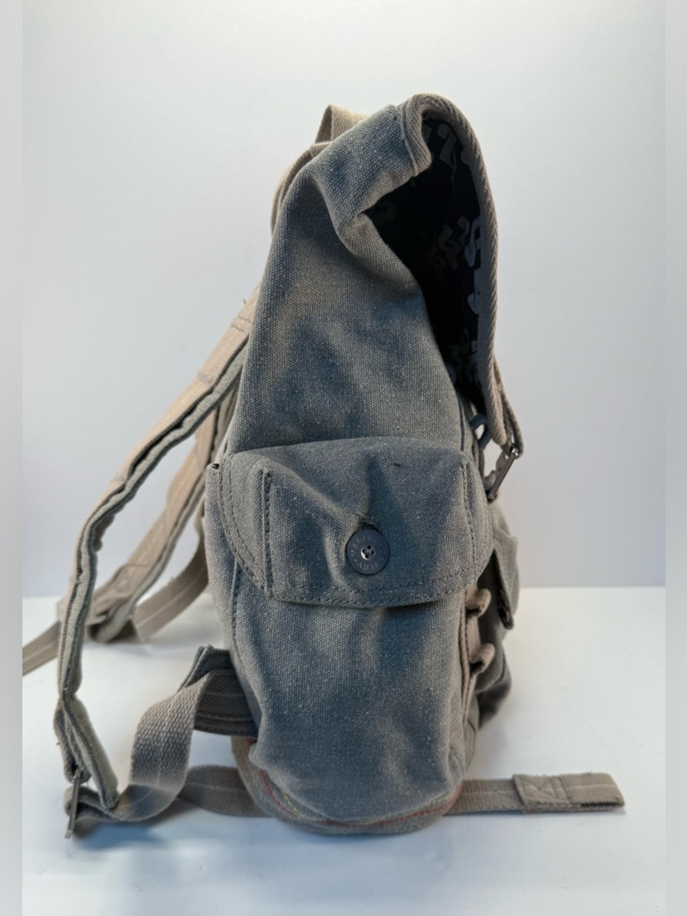 House of Marley lively up gray hemp Roll-Top Backpack with Tan Straps - Picture 7 of 16